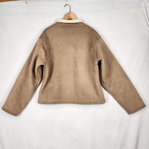 Browning Double Zip Up Jacket Women's XL Brown Faux Suede Sherpa Lining Outdoors - Picture 2 of 7
